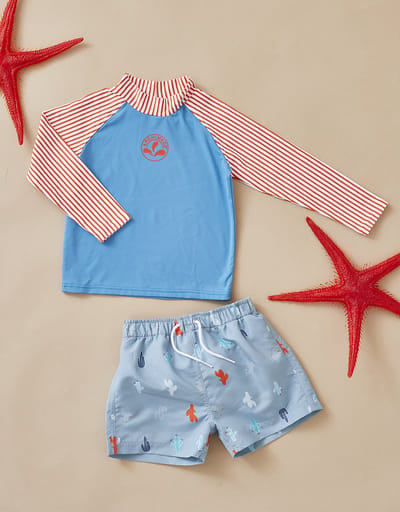 Zwemshort met dubbele bescherming, donker aqua