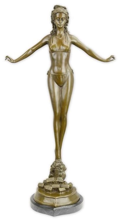 Beeld - vrouw in bikini - decoratief - brons - 70,5 cm hoog