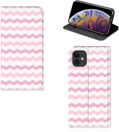Apple iPhone 11 Hoesje met Magneet Waves Roze