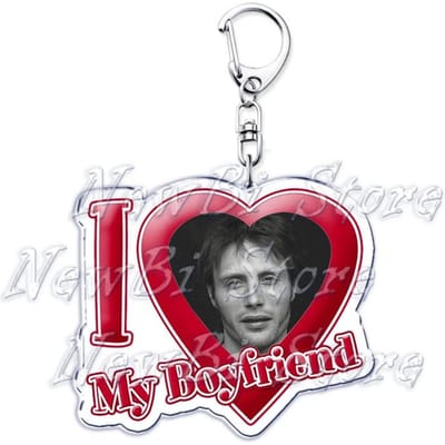 Ik Hou Van Mijn Vriend Mads Dittmann Mikkelsen Sleutelhangers Hannibal Sleutelhanger voor Accessoires Tas Hanger Sleutelhanger Ring Sieraden Cadeaus black