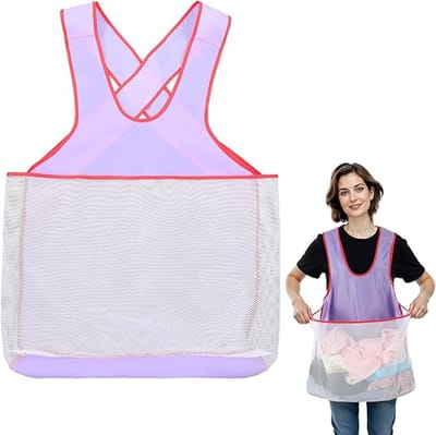 Wasschort - waterdicht wasschort met grote zak - draagbare waszak voor huisdieren - droogschort voor kleding - om te koken, kleding te drogen of kleine huisdieren te dragen - paars