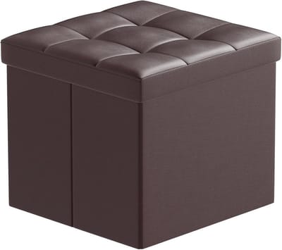 Opvouwbare Ottomaanse Opbergdoos - Multifunctionele Zitbank voor Koffietafel, Voetensteun en Speelgoedopslag (38 x 38 x 38 cm, Bruin)