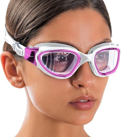 Zwembril Breed Zicht - Waterbril - Zwemmen Binnen Buiten - Anti-Condens UV Bescherming - One Size - Metallic Roze