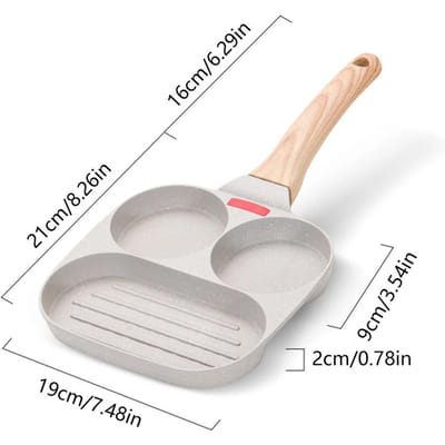 Poêle à frire à quatre trous 3 en 1 antiadhésive pour œufs, crêpes, hamburgers, steaks, petit-déjeuner, ustensiles de cuisine à induction gray