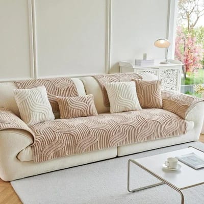 1PC Dikke pluche staartvormige bankhoes Herfst en winter warme bankmat Effen kleur Antislip bankhoes voor de woonkamer A 70x70cm 1pc