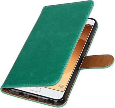 Groen Pull-Up PU booktype wallet cover hoesje voor Samsung Galaxy C9