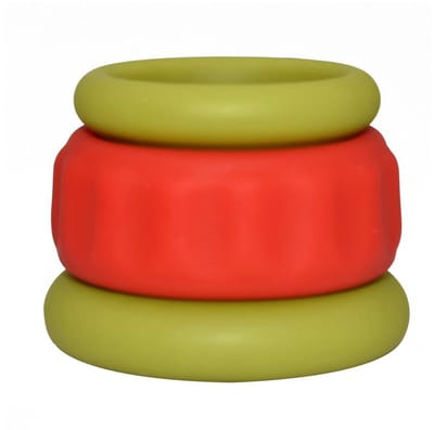 Kiotos - 2 in 1 Siliconen Cockring & Ball Stretcher - Rood/Groen