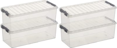 Sunware q-line opberg box/opbergdoos - 4x - 9.5 liter - 48 x 19 x 15 cm - kunststof