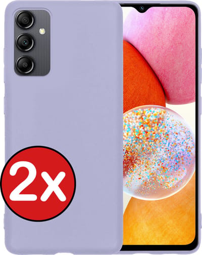Hoesje - 2 Stuks - Geschikt voor Samsung Galaxy A14 - Sterk & Shockproof - Telefoonhoes - Back Cover - Case Siliconen - Telefoon Hoes - Lila