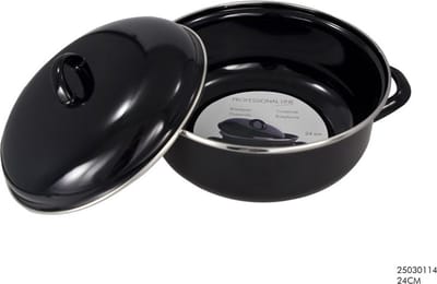 Kitchen Tools - Braadpan Emaille - Met Deksel - Geschikt Voor Alle Warmtebronnen - Zwart