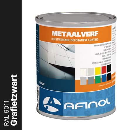 Afinol Metaalverf Grafietzwart (RAL 9011) 750 ml - Metaal verf - Metaallak - Metaalverf buiten - Roestwerend - Stoot-, Kras- en Slijtvast - In meer dan 9.000 kleuren