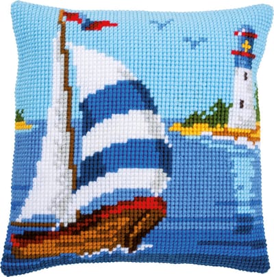 Vervaco - Kruissteekkussen kit - Zeilboot - PN-0148418 - Borduren - Borduurpakket - Borduurpakket volwassenen - Borduurpakket kind