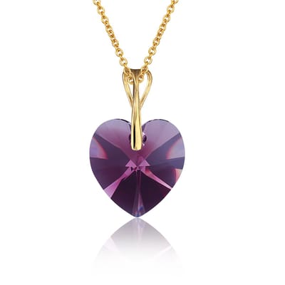 Montebello Ketting Pim HG524 - Swarovski Hart - 925 Zilver Verguld - Ø14mm - 50cm