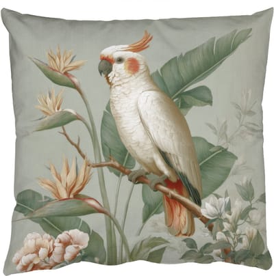 Sierkussens - Kussentjes Woonkamer - 50x50 cm - Gele kuifkaketoe - paradijsvogelbloemen - Groen
