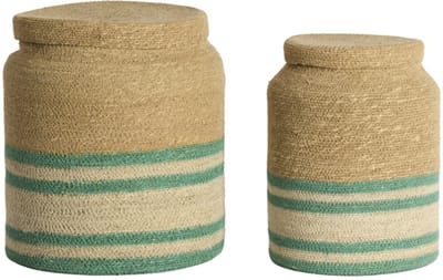 Light&living Mand S/2 Ø25x32,5+Ø33x37 cm BETANIA zeegras naturl+turquoise
