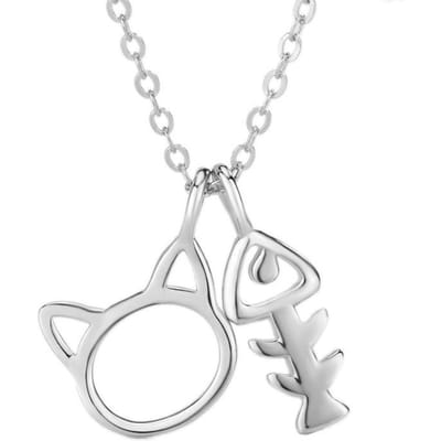 S925 Sterling Zilver Kat Visgraat Ketting Vrouwelijk Sen Klein Fris Sleutelbeenkettinkje Elegant Mode Alles-passende Hanger white