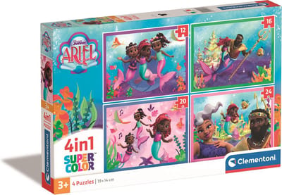 Clementoni - Kinderpuzzel 4in1 - Disney Ariel - 12, 16, 20 en 24 Stukjes - Vanaf 3 Jaar