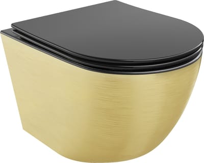Mexen Lena WC pot Rimfree met soft-close zitting slim, duroplast, zwart mat/goud patroon lijnen - 30224077