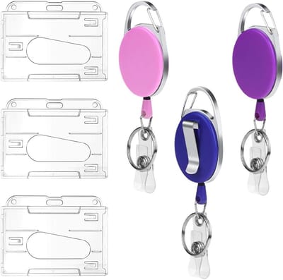 Allecto Plus - 3 Pack Uittrekbare ID Kaarthouders Transparant Dik Horizontaal Plastic voor Werk en Beurs