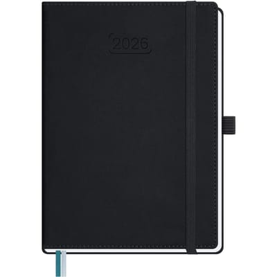 Famanu – Kalender 2026 Boekenkalender A5 1 week 2 pagina's | Agenda 2026 Weekplanner met 100 g/m² Papier & Maandregister | Afsprakenkalender met PU Hardcover - Zwart