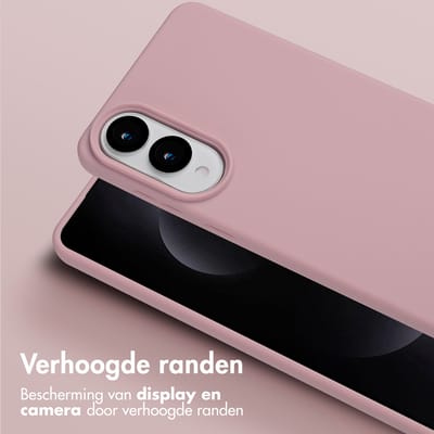 Selencia Hoesje - Geschikt voor Samsung Galaxy S25 Edge - Siliconen hoesje met afneembaar koord - Sand Pink