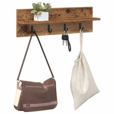 vidaXL - Wandgemonteerde - kapstok - Muurmontage - Oudhout - 60 - x - 10,5 - x - 18 - cm