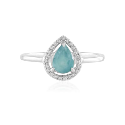Cavill - Zilveren ring - 925 Sterling zilver platina geplateerd - Blauwe Grandidieriet 0,574 ct peervorm - 23 Zirkonen 0,155 ct - Elegante damesring