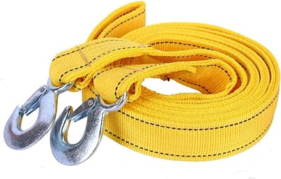 Trekriemen Heavy Duty - Sleepriem Haken - Voertuig Herstel - Gesmede Ijzeren Haken - 4 Meter 5cm - Geel