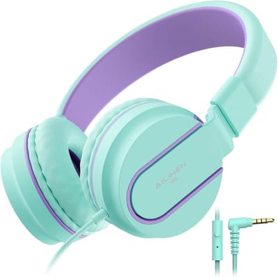 SnelShoppen - Kids Headphones met Microfoon 85dB - Lichtgewicht Vouwbare Bedrade Hoofdtelefoon voor School en Online Cursussen - Ideaal voor Jongens e