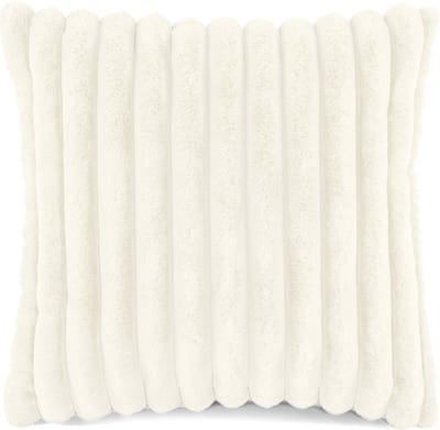 TISECO HOME STUDIO - Kussen (gevuld) - RABBIT STRIPE FUR - 45x45 cm - 100% polyester - Ivoor