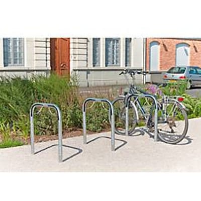Leunbeugel, 2-zijdig, B 750 x D 50 x H 1000 mm, met rubber beklede beugels, gegalvaniseerd, voor plaatsing in beton