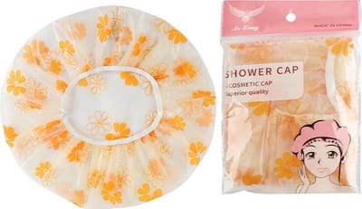 2 x Ultradun Douche muts - Shower Cap - Waterdicht - BadMuts -Douchemuts Haar Cover Bedekking -kleur: oranje