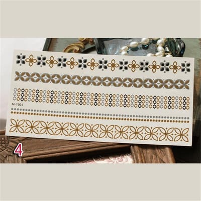 Metallic Bronzing Retro Tijdelijke Gouden Tattoo Body Art Bokini Tattoo Mobiele Telefoon Stickers Decoraties Damesaccessoires 4