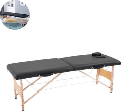 Massagetafel - Hoogte Verstelbare Cosmeticabank - Opvouwbaar - Verstelbaar en Comfortabel - Schuim - Zwart - 186 x 60 x 58-81 cm