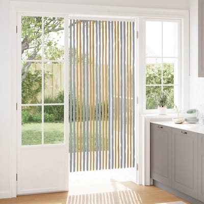 vidaXL - Insecten - Gordijn - Chenille - Grijs - en - Beige - 90 - x - 200 - cm - 100% - PP