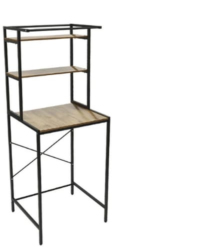 Hanimo Wasmachine Ombouwmeubel - Wasmachine Kast - Wasmachine Meubel - Wasmachine Rek - 3 Lagen - 69x60x176.5cm - Zwart/Eikenhout