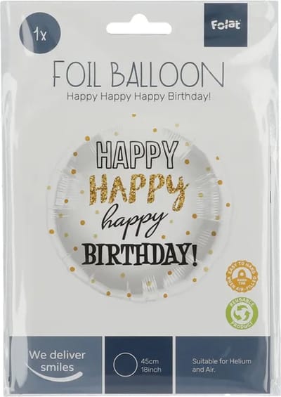 Folat - Folieballon Happy Birthday Gouden Stippen - 45 cm