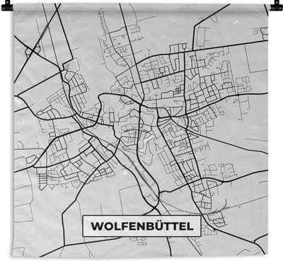 Wandkleed - Wanddoek - Stadskaart - Wolfenbüttel - Kaart - Duitsland - Plattegrond - 180x180 cm - Wandtapijt