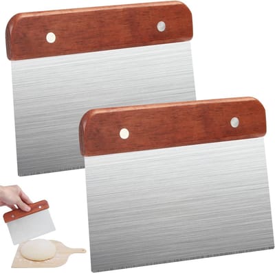 Allecta - Roestvrij stalen deegschraper met houten handvat - 15 cm - Keukenspatel voor cake, pizza - Multifunctioneel