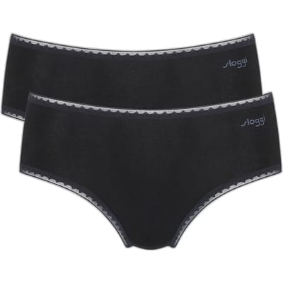 Sloggi dames Basic Midi GO organische slip 2-pack  - S  - Zwart