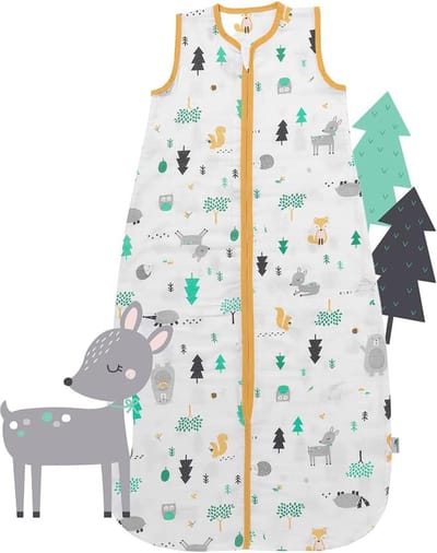 Zomerslaapzak voor Baby's - 0,5 TOG Bamboe-Mousseline, 110 cm, Diverse Kleuren en Ontwerpen