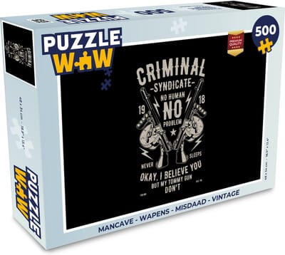 Puzzel Mancave - Wapens - Misdaad - Vintage - Legpuzzel - Puzzel 500 stukjes