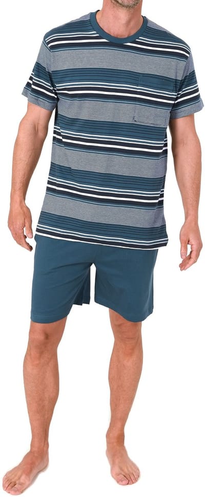 Normann herenpyjama Shorty met korte mouwen in een gestreepte look - ook in grote maten