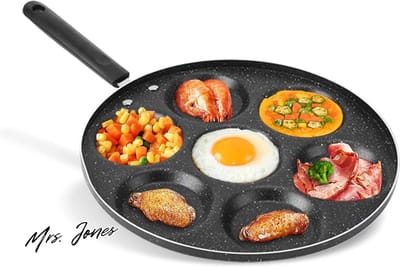 Mrs. Jones 7-gaten mini ei burger pannenkoek maker kookpan aluminium keukengerei pan voor gasfornuis .