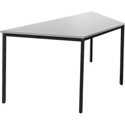 Schäfer Shop Pure Tafel van stalen buis, trapeziumvormig, voet van vierkante buis, B 1600 x D 690 zero x H 720 mm, lichtgrijs/zwart