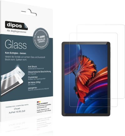 dipos – 2x Pantserfolie geschikt voor Chuwi AuPad 10.95 Zoll | 9H Screenprotector