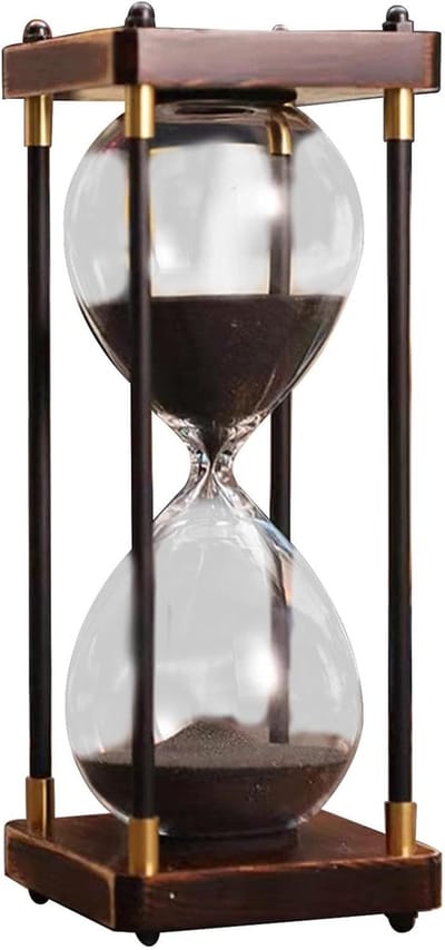 Vintage Zandloper - Zandtimer Decoratief - Tijdmanagement Hulpmiddel - Elegant Houten Frame - 25 cm Hoog - Zwart