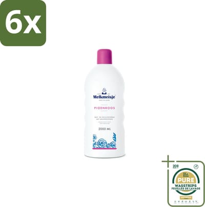 Melkmeisje Bad en Douche Crème Pioenroos 2000 ml - Voordeelverpakking - 6 stuks - Katoen - Huidverzorging