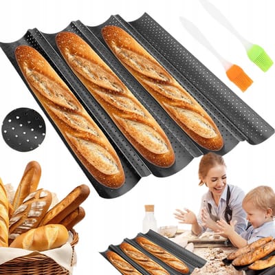 Bakvorm voor stokbroden - L38 x B32 cm - 4 rijen - stokbroodvorm - Baguette bakvorm