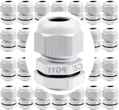 28-delige PG11 Kabeldoorvoeren, IP68 Waterdicht, Verstelbare 5-10mm Kabelverbindingen met Pakking (Wit)